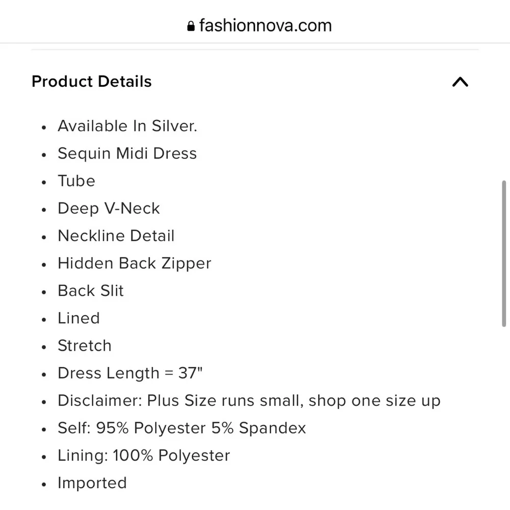 Fashion Nova Bring The Drama Silver Sequin Midi Dress 1X - Picture 8 of 9